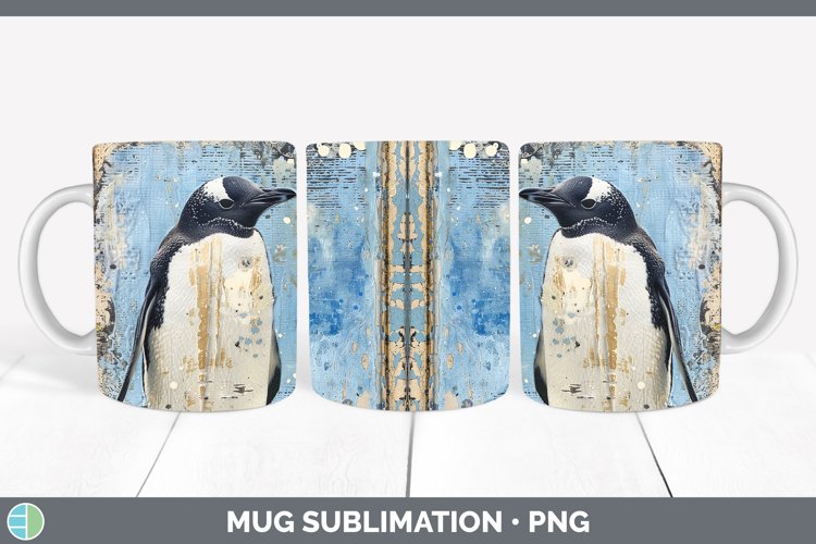 GorgeousVintage Blue Christmas Mug Wrap design.