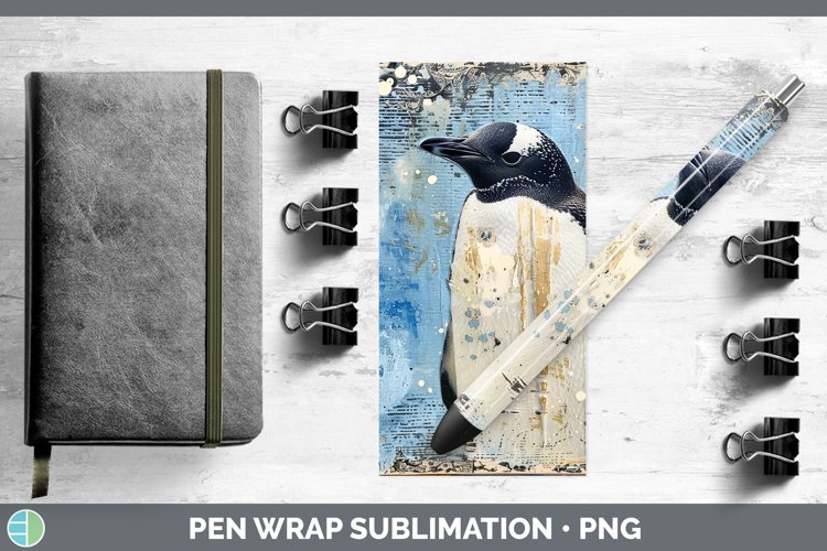 GorgeousVintage Blue Christmas Pen Wrap design.