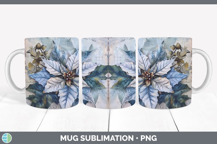 GorgeousVintage Blue Christmas Mug Wrap design.