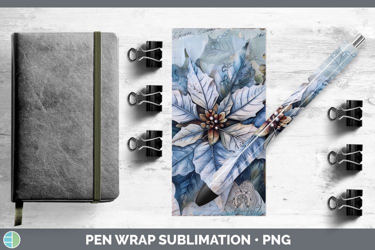 GorgeousVintage Blue Christmas Pen Wrap design.