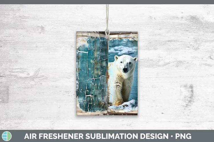 Vintage Blue Christmas Polar Bear Air Freshener Sublimation