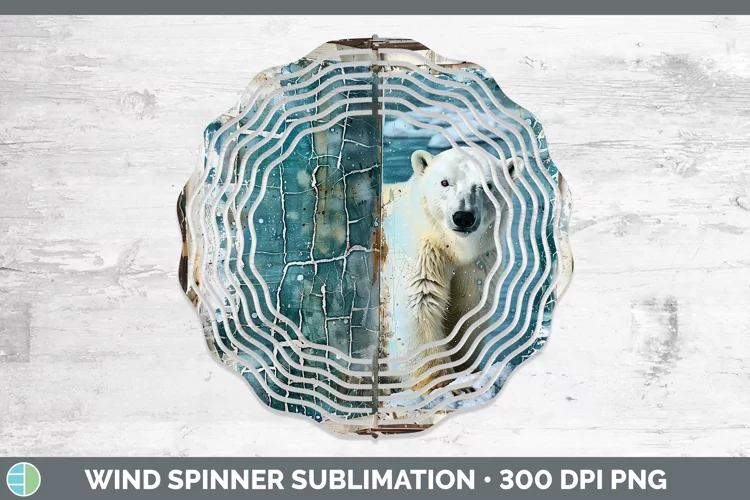 Vintage Blue Christmas Polar Bear Wind Spinner Sublimation S