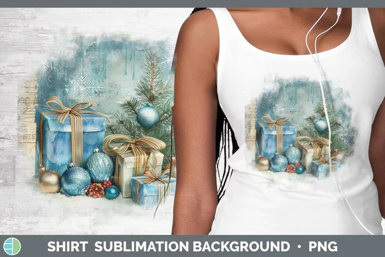 Vintage Blue Christmas Presents Shirt Sublimation Sublimatio