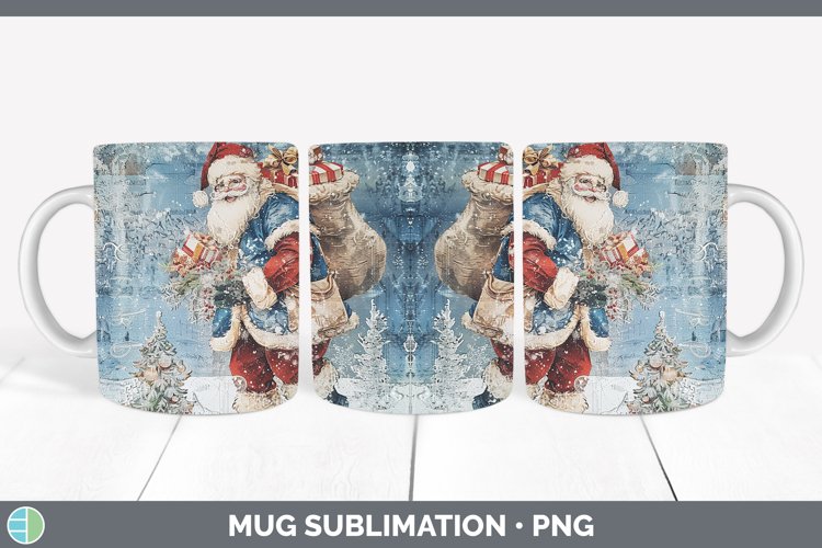 GorgeousVintage Blue Christmas Mug Wrap design.