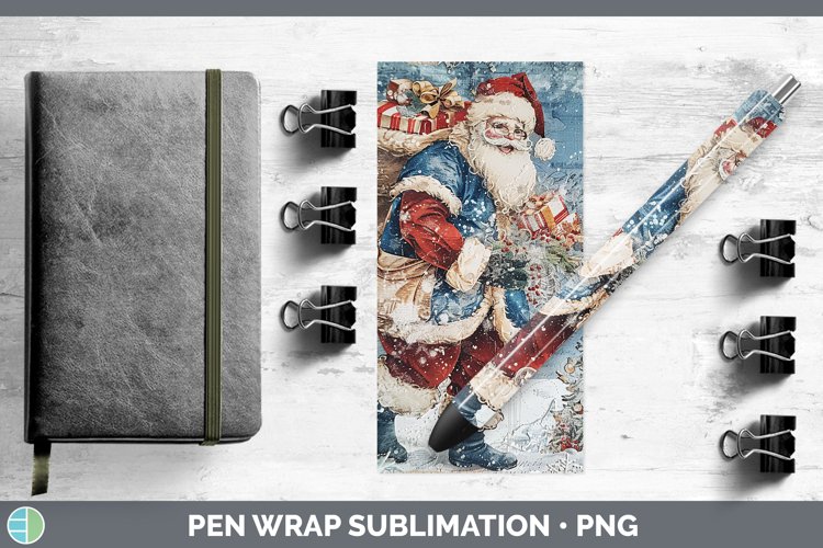 GorgeousVintage Blue Christmas Pen Wrap design.