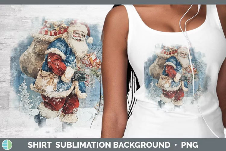 Vintage Blue Christmas Santa Gifts Shirt Sublimation Sublima