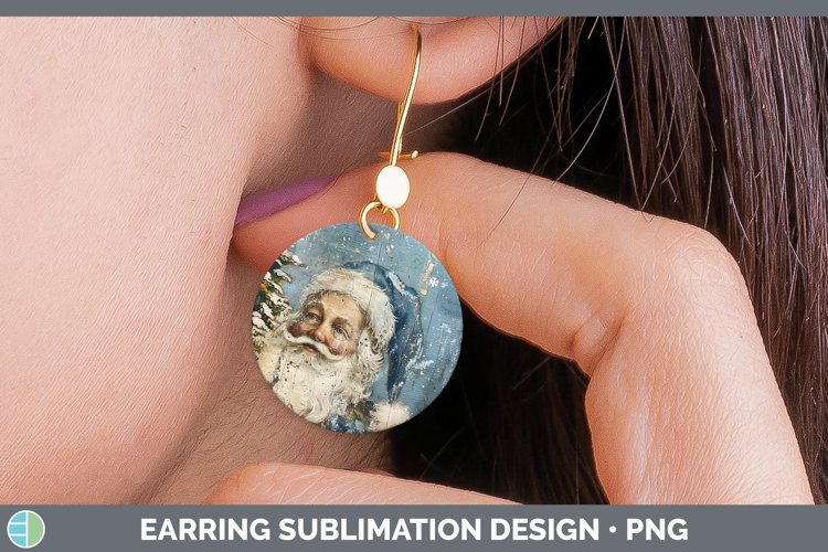 GorgeousVintage Blue Christmas Round Earrings design.