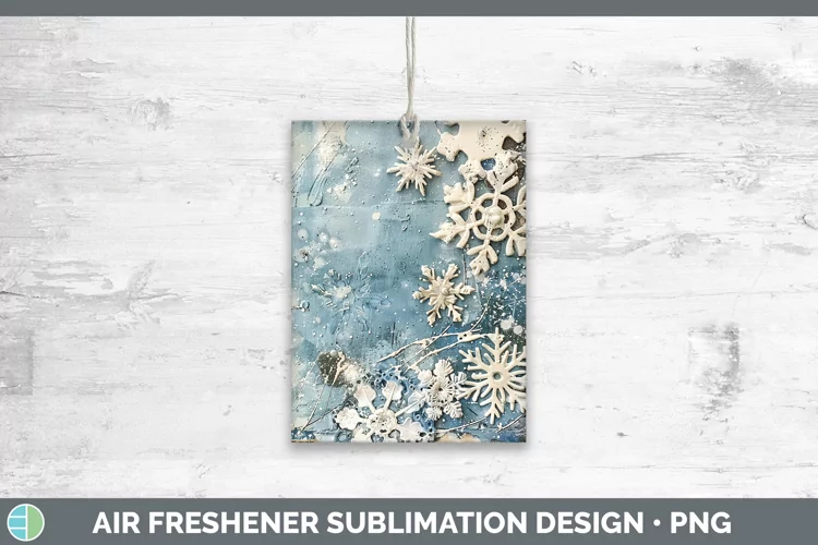 Vintage Blue Christmas Snowflakes Air Freshener Sublimation
