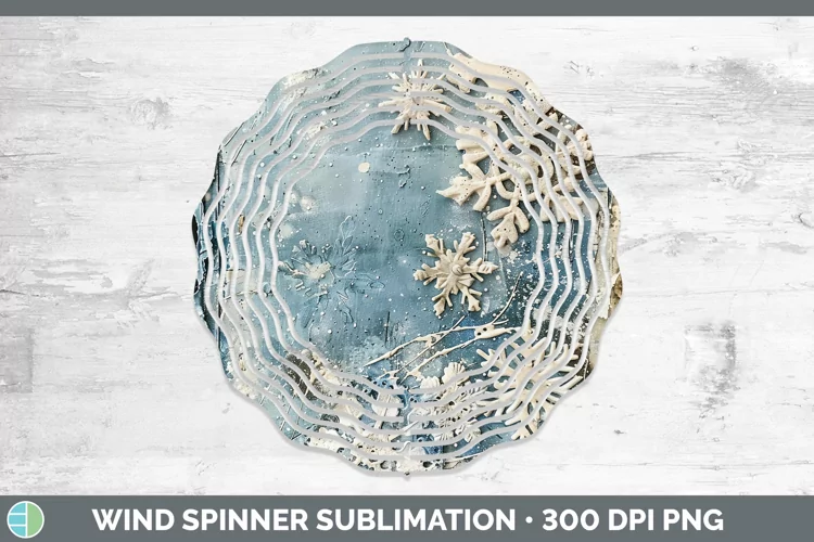 Vintage Blue Christmas Snowflakes Wind Spinner Sublimation S