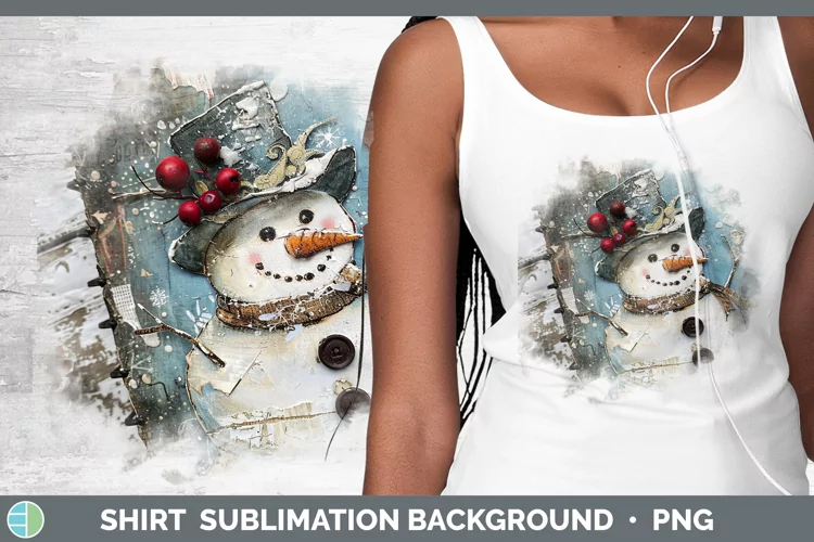 Vintage Blue Christmas Snowman Shirt Sublimation Sublimation