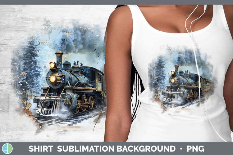 Vintage Blue Christmas Train Shirt Sublimation Sublimation B