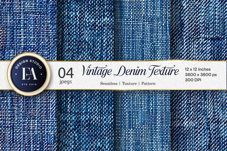 Vintage Blue Denim Fabric Digital Paper