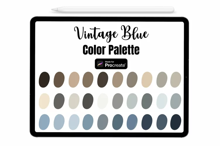 Vintage Blue Procreate Palette - Procreate Color palette