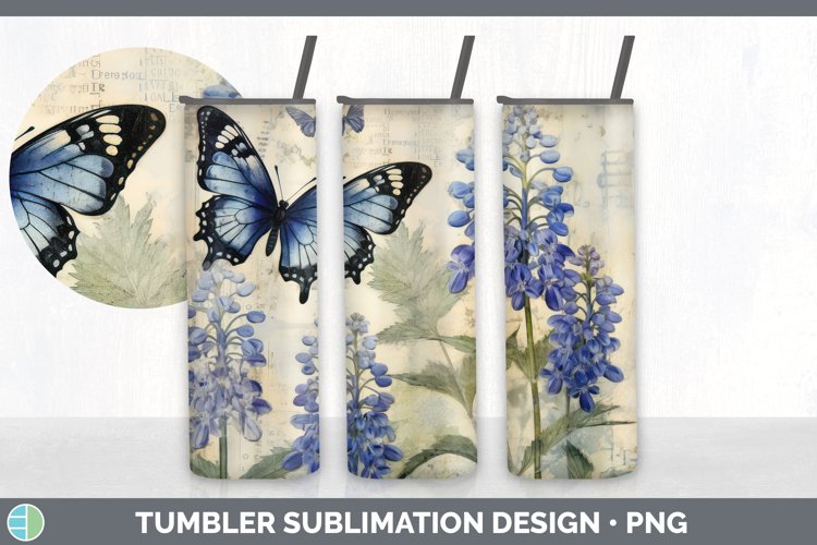 Vintage Bluebonnet Flowers Tumbler | Sublimation 20 oz Skinn