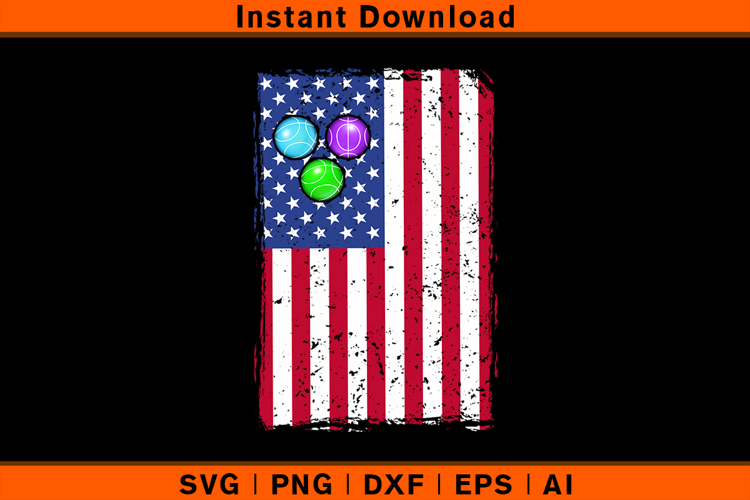 American Flag Bocce SVG | Patriotic Bocce Player Design