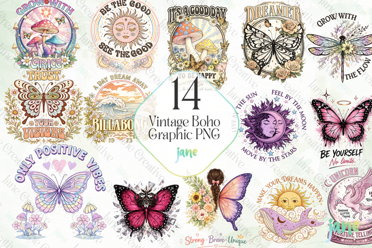 Vintage Boho Graphic PNG Clipart