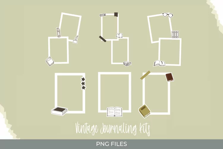 Vintage Book Seamless Pattern Frames