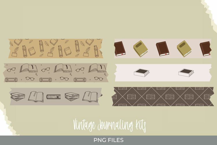 Vintage Book Seamless Pattern Tape example image 1