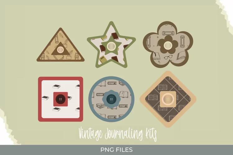 Vintage Book Seamless Pattern with Buttons