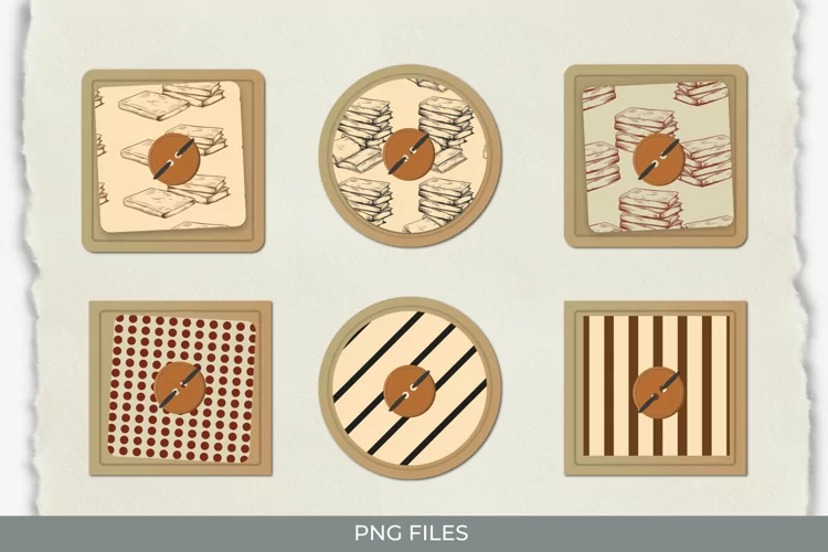 Vintage Book Seamless Pattern with Buttons