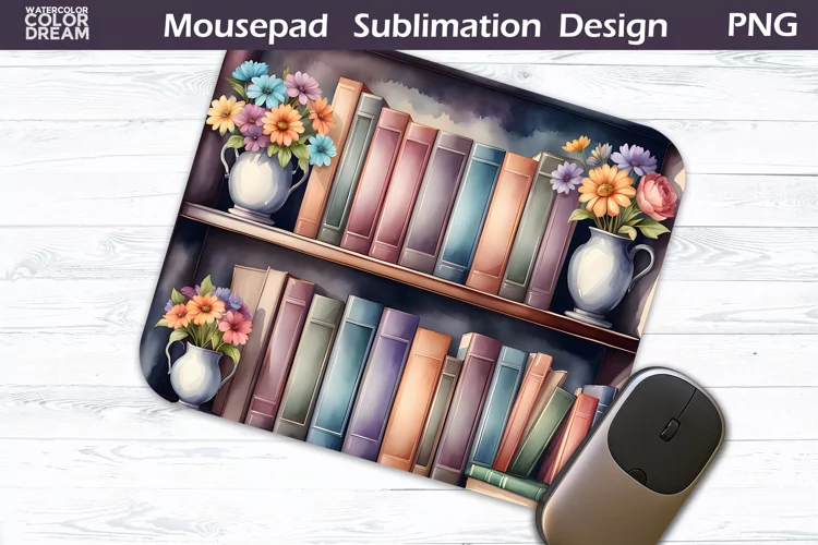 Flowers Books MousePad Sublimation | Book Lover Mouse Pad