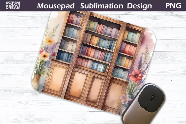 Books Watercolor MousePad Sublimation| Book Lover Mouse Pad