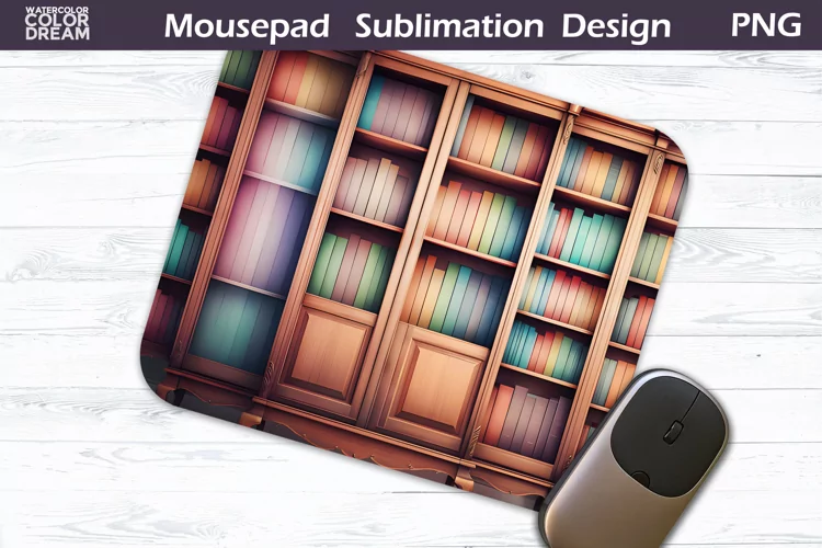 Books Watercolor MousePad Sublimation| Book Lover Mouse Pad