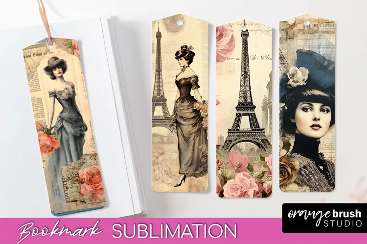 Vintage Bookmark Sublimation - Scrapbook Bookmarks 4 PNG
