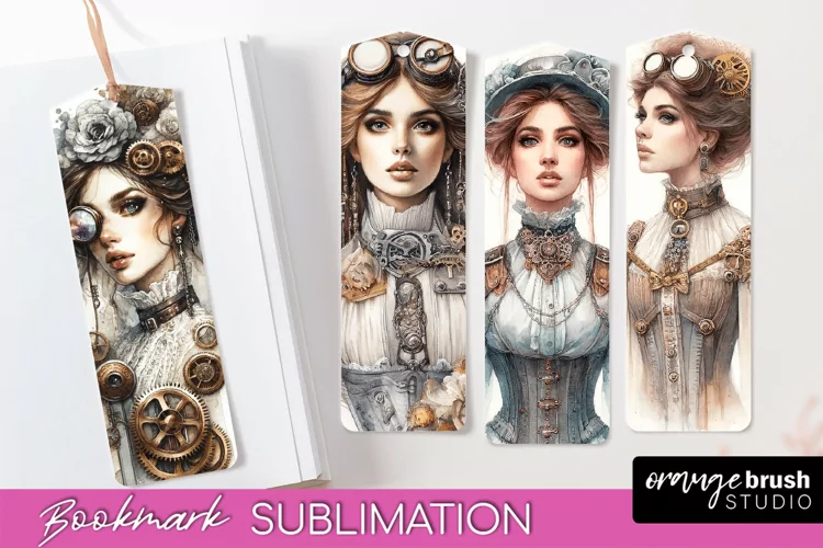 Steampunk Bookmark Sublimation - Scrapbook Bookmarks 4 PNG