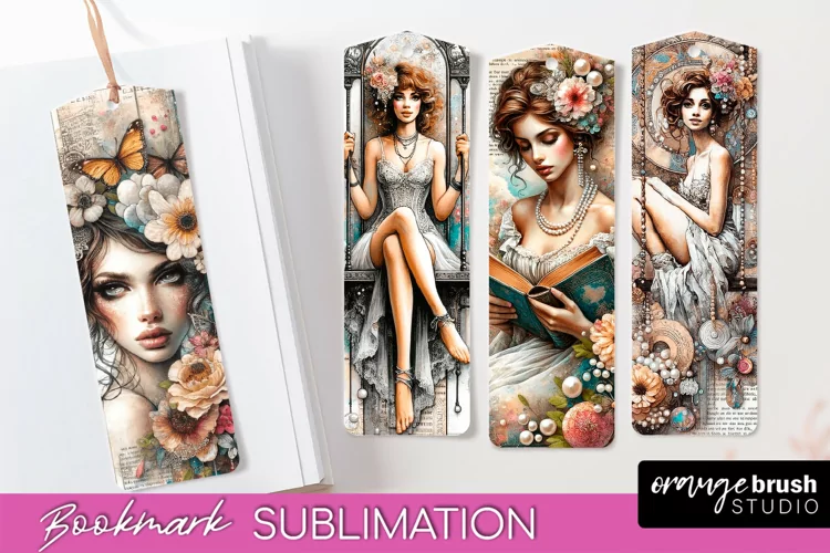 Vintage Bookmark Sublimation - Scrapbook Bookmarks 4 PNG