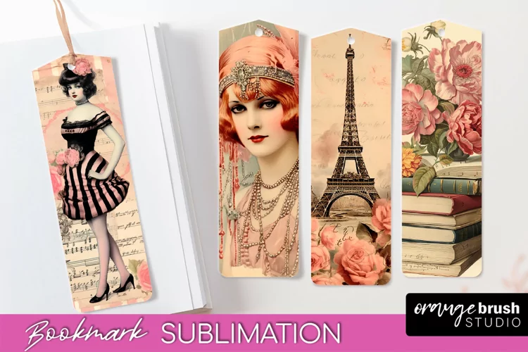 Vintage Bookmark Sublimation - Scrapbook Bookmarks 4 PNG