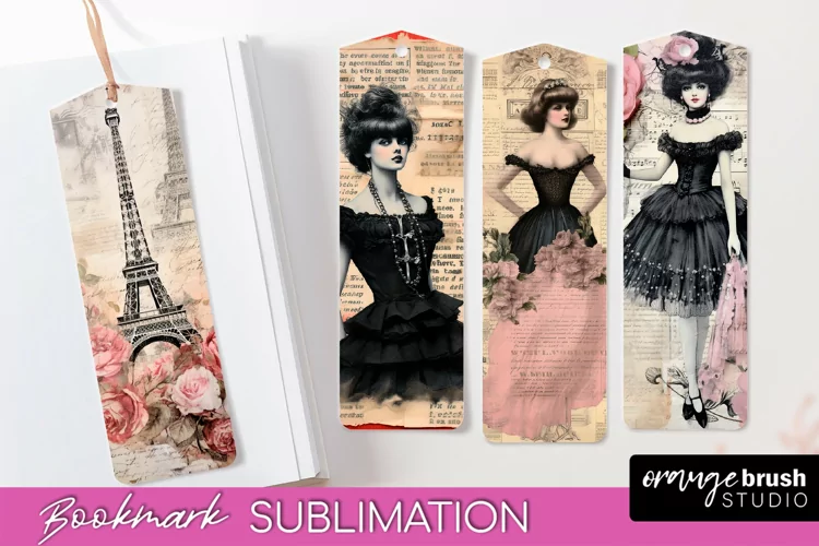 Vintage Bookmark Sublimation - Scrapbook Bookmarks 4 PNG