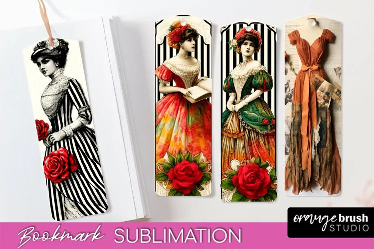 Vintage Bookmark Sublimation - Scrapbook Bookmarks 4 PNG