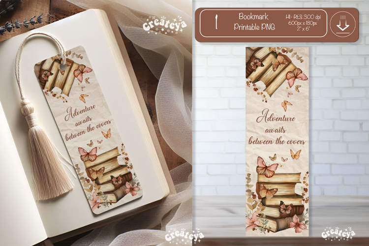 Old Book Vintage Bookmark png Book Lover Printable Quote