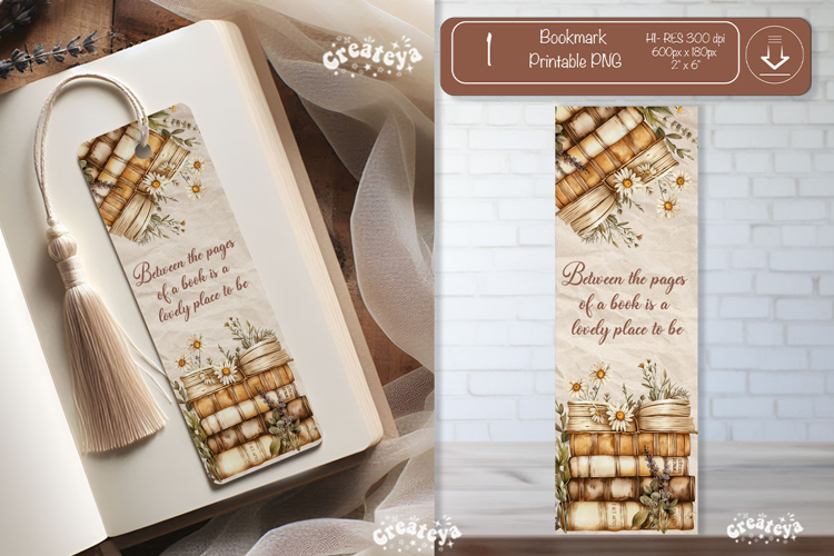 Old Book Vintage Bookmark png Book Lover Printable Quote