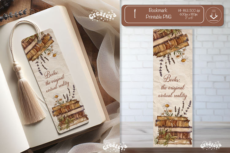 Old Book Vintage Bookmark png Book Lover Printable Quote