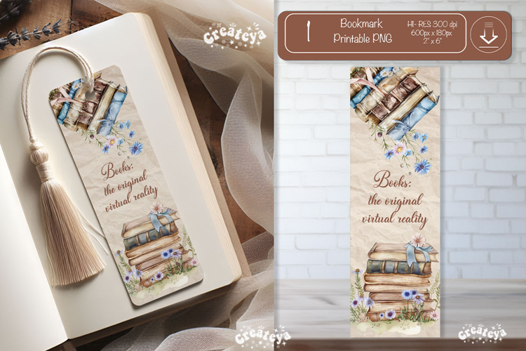 Open Book Vintage Bookmark png Book Lover Printable Quote