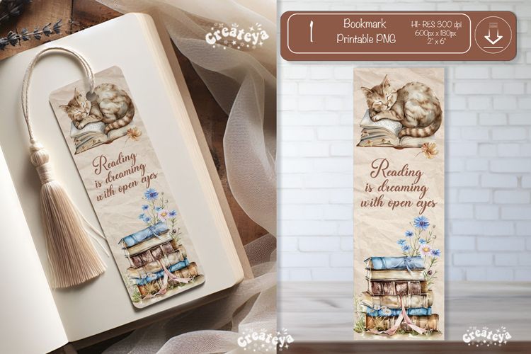 Open Book Vintage Bookmark png Book Lover Printable Quote