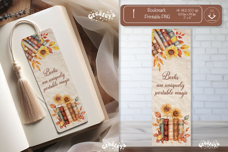Open Book Vintage Bookmark png Sunflower Lover Printable png