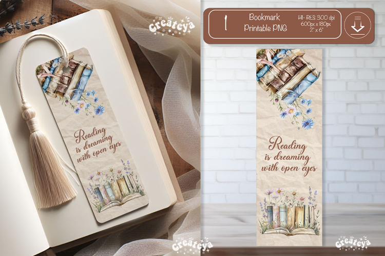 Open Book Vintage Bookmark png Book Lover Quote Printable