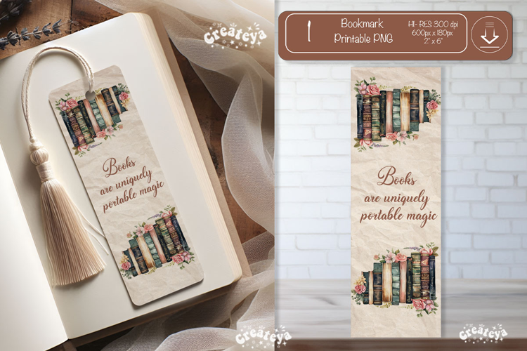 Open Book Vintage Bookmark png Flower Book Lover Quote png