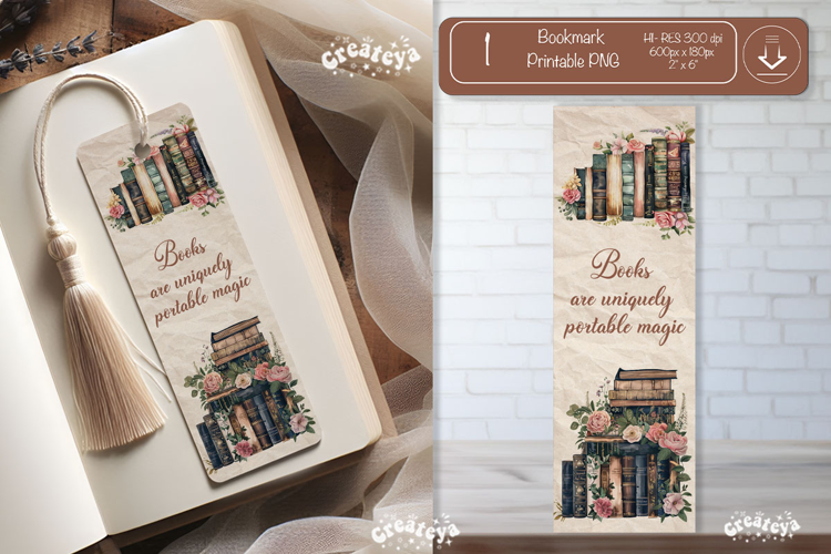 Old Book Vintage Bookmark png Flower Book Lover Quote png