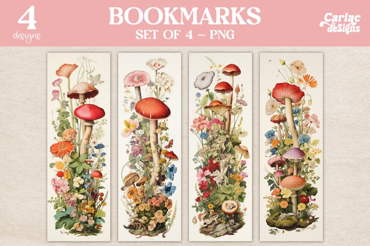 Vintage Bookmarks, Flowers Bookmarks, Mushrooms Bookmarks