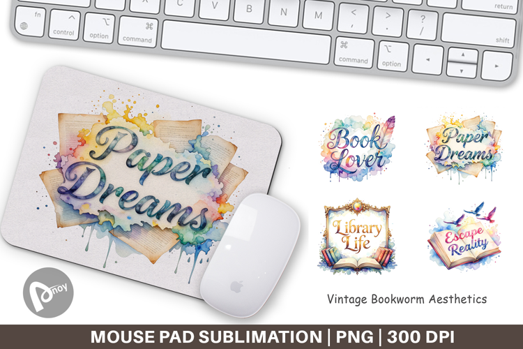 Vintage Bookworm Quotes Mouse Pad