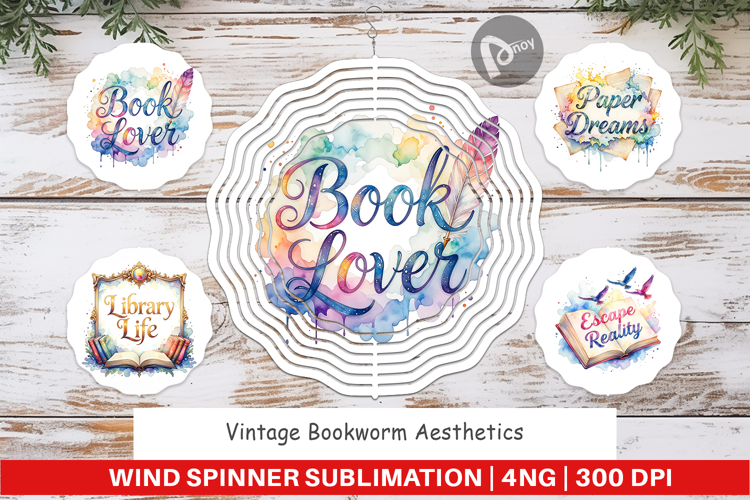 Vintage Bookworm Quotes Wind Spinner