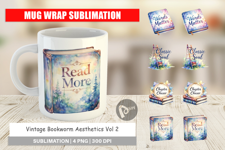 Vintage Bookworm Quotes Mug Wrap
