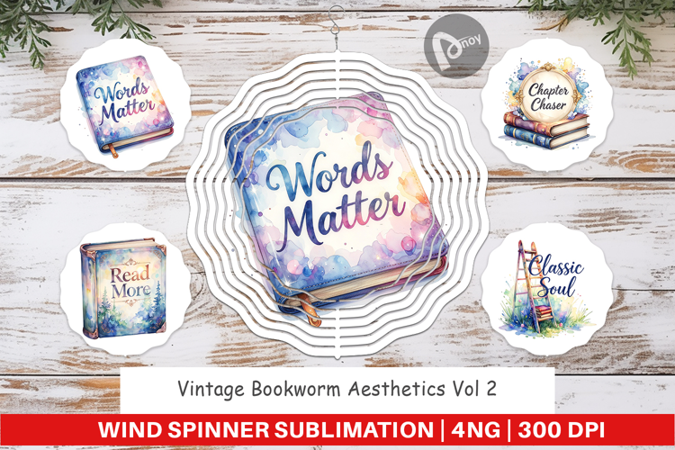 Vintage Bookworm Quotes Wind Spinner