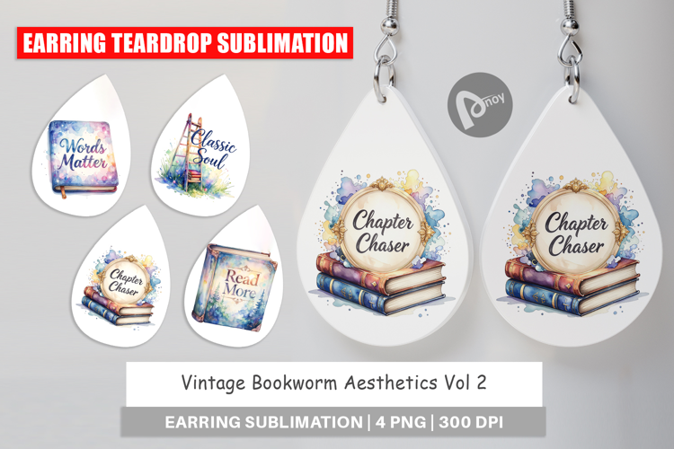 Vintage Bookworm Quotes Earring