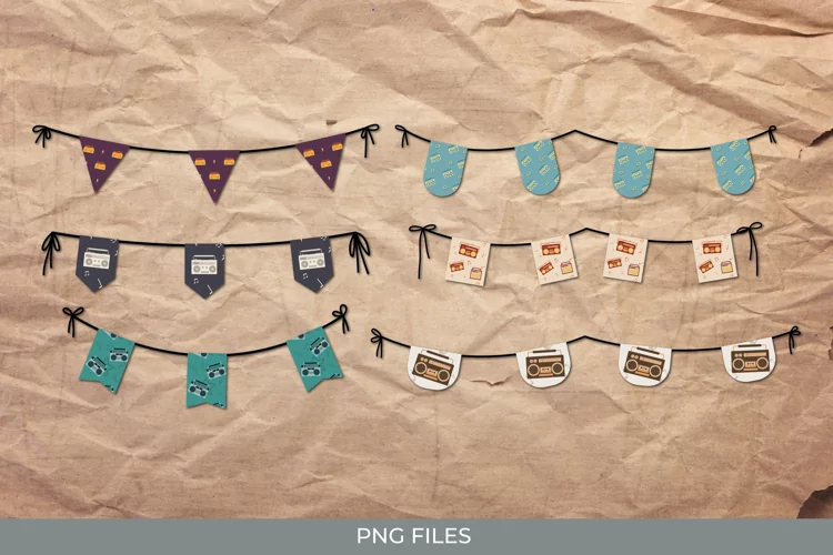 Vintage Boombox Bunting Banner Set