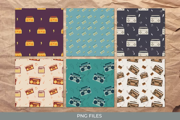 Vintage Boombox Pattern Paper Pack